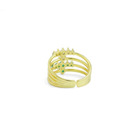 Clear Green CZ multi Lines Adjustable Ring, Sku#LD681