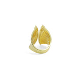 Clear CZ Gold Fan Shape Statment Adjustable Ring, Sku#LX573