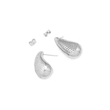 Clear CZ Silver drop Shape Earrings, Sku#A386