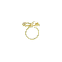 Gold Clear CZ Filigree Bowknot Statement Adjustable Ring, Sku#LX529