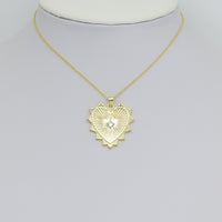 Diamond CZ Spike Heart Charm Pendant, Sku#LX791