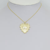 Diamond CZ Spike Heart Charm Pendant, Sku#LX791