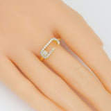 Gold Silver Clear CZ Paper Clip Shape Adjustable Ring, Sku#A389