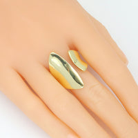 Plain Gold Fan Shape Statement Adjustable Ring, Sku#LX685