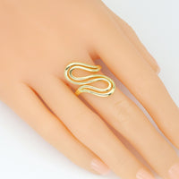 Plain Gold S Hook Shape Adjustable Ring, Sku#LX686