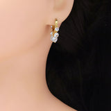 Gold Crystal Dangle Hoop Earrings, Sku#Y922