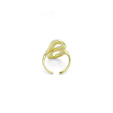 Plain Gold S Hook Shape Adjustable Ring, Sku#LX686