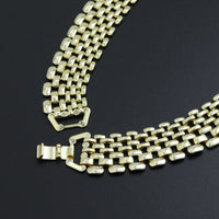 Gold Watch Band Link Necklace, Sku#LX781