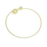 Gold CZ Tennis Chain Round Ball End Adjustable Necklace, Sku#A453