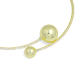 Gold CZ Tennis Chain Round Ball End Adjustable Necklace, Sku#A453