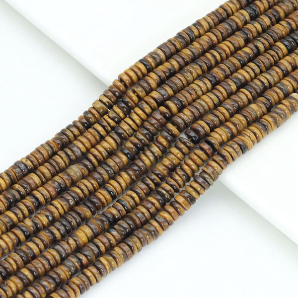 2x6mm Smooth Rondelle Tiger Eye Beads, Sku#U2123