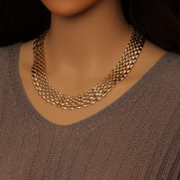 Gold Watch Band Link Necklace, Sku#LX781