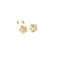 Gold Five Point Star CZ Stud Earrings, Sku#Y931