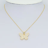 Gold Clear CZ Butterfly Charm Pendant, Sku#LX694