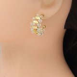 Crystal Stone Gold C Link Hoop Earrings, Sku#LX690