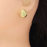 Gold Swirl snail Shape Stud Earrings, Sku#LX691