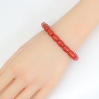 8x10mm Barrel Orange Jade Stretchy Bracelet, Sku#EF632