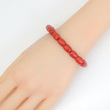 8x10mm Barrel Orange Jade Stretchy Bracelet, Sku#EF632