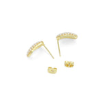 Tiny Pearl Gold Oval Shape Stud Earrings, Sku#LX693