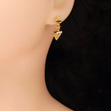 CZ Gold Triangle Hoop Earrings, Sku#ZX169