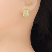 Tiny Pearl Gold Oval Shape Stud Earrings, Sku#LX693