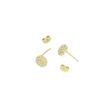 White Pearl Gold Round Shape Stud Earrings, Sku#LX695
