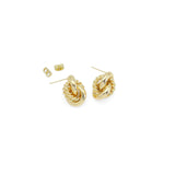CZ Gold Chunky Twisted Round Ring Stud Earrings, Sku#ZX170