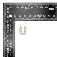 White Pearl Gold U Oval Shape Hoop Earrings, Sku#LD641