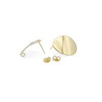 Shiny Gold Oval Shape Statement Earrings, Sku#ZX173