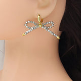 Gray Crystal Beads Bowknot Earrings, Sku#LD634