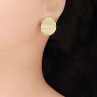 Shiny Gold Oval Shape Statement Earrings, Sku#ZX173