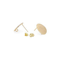 Gold Oval Matte brushed Gold Earrings, Sku#ZX174