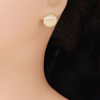 Gold Oval Matte brushed Gold Earrings, Sku#ZX174