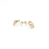 Gold Round Faceted Turtle shell Stud Earrings, Sku#ZX175