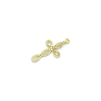 Gold Silver Clear CZ Flower Cross Charm Pendant, Sku#LD631