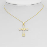 Gold Silver Clear CZ Cross Charm Pendant, Sku#LD633