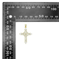 Gold Clear Baguette CZ Cross Charm Pendant, Sku#LD648
