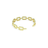 Chunky Clear CZ Rectangle Link Gold Adjustable Bracelet, Sku#LD546