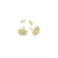 Clear CZ Snowflower Stud Earrings, Sku#A406
