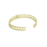 Clear CZ Oval Link Gold with Rectangle Diamond Bangle Bracelet, Sku#LD547