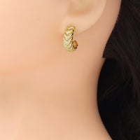 Clear CZ wheat flower hoop Earrings, Sku#A410