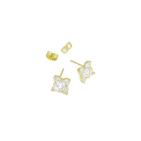 Clear CZ North Star Flower Stud Earrings, Sku#A411