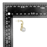 CZ Chunky Gold Link White Pearl Earrings, Sku#ZX188