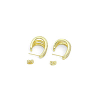 Clear CZ Four Lines Claw Stud Earrings, Sku#A413