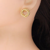 Twistes wheat flower circle Stud Earrings, Sku#ZX225