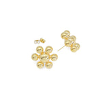 Gold  Flower Ball Statement Earrings, Sku#ZX192