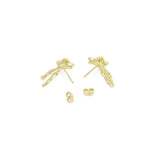 Gold Silver Tie Bow Stud Earrings, Sku#A419