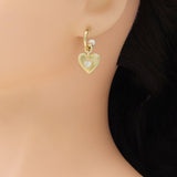 Gold White Pearl Heart  Earrings, Sku#ZX194