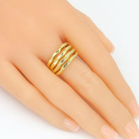 Slippy Gold Silver Twisted multiline Ring, Sku#A397
