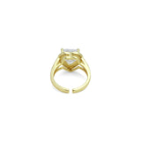 Gold Silver Crystal Clear Heart CZ Adjustable Ring, Sku#A415